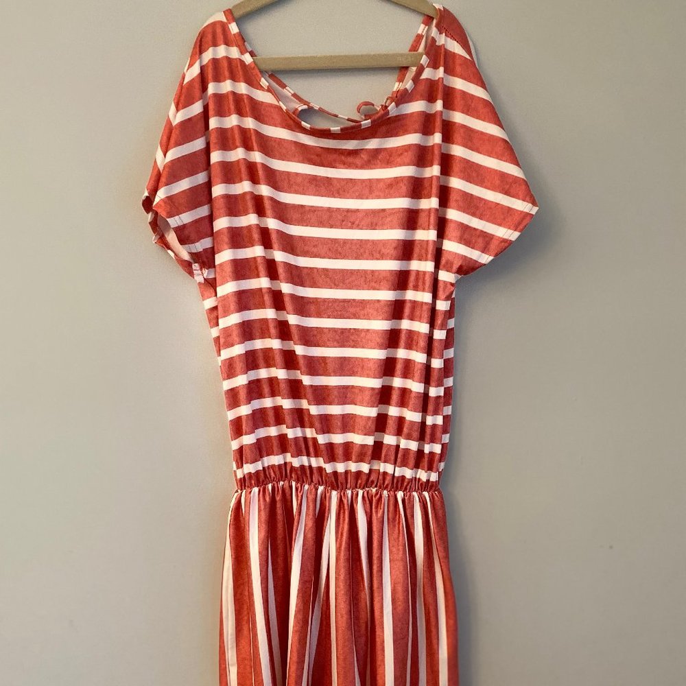 Red and White Silk Romper